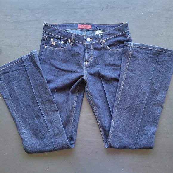 Vintage Y2K Paris Blues Low Rise Dark Wash Flared Boot Cut Jeans  - Long - Picture 3 of 10